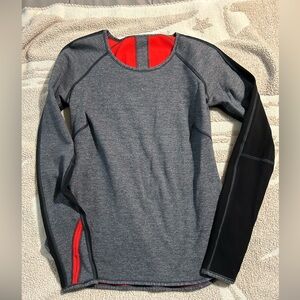 lululemon athletica Gray and Black Long Sleeve Top with Red Accents